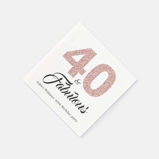 40 en Fabulous Pink Glitter Verjaardagsfeest Servet (Hoek)