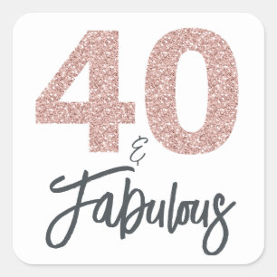 40 en Fabulous Pink Glitter Verjaardagsfeest Vierkante Sticker