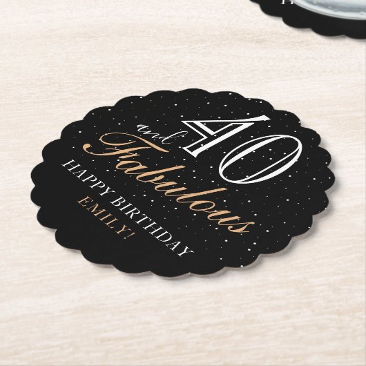 40 en Fabulous Quote Zwart Elegant 40e Verjaardag Kartonnen Onderzetters (Gekanteld)