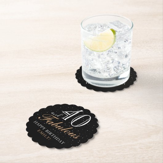 40 en Fabulous Quote Zwart Elegant 40e Verjaardag Kartonnen Onderzetters (Insitu)