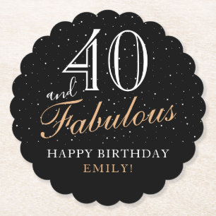 40 en Fabulous Quote Zwart Elegant 40e Verjaardag Kartonnen Onderzetters