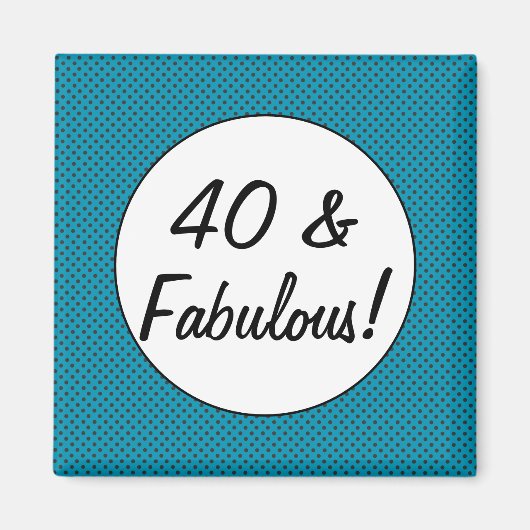 40 en Fabulous Retro Polka Dots Magneet (Voorkant)