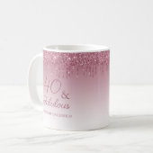 40 en Fabulous Roos Gold Pink Dripping Glitter Koffiemok (Voorkant links)