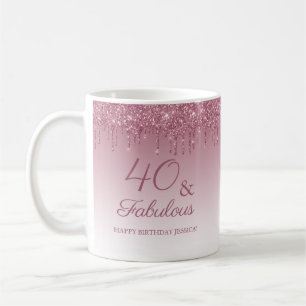 40 en Fabulous Roos Gold Pink Dripping Glitter Koffiemok