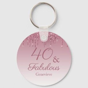 40 en Fabulous Roos Gold Pink Dripping Glitter Sleutelhanger