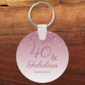 40 en Fabulous Roos Gold Pink Dripping Glitter Sleutelhanger (Voorkant)