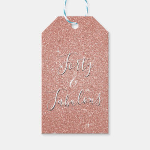 40 en Fabulous Roos Gouden Blush Roze Glitter Cadeaulabel