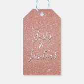 40 en Fabulous Roos Gouden Blush Roze Glitter Cadeaulabel (Achterkant)