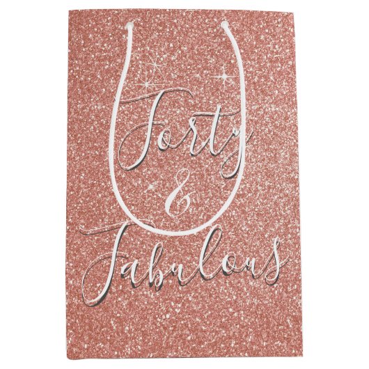 40 en Fabulous Roos Gouden Blush Roze Glitter Medium Cadeauzakje (Voorkant)