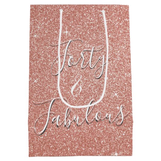 40 en Fabulous Roos Gouden Blush Roze Glitter Medium Cadeauzakje (Achterkant)