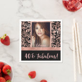 40 en Fabulous roos gouden damast 40e verjaardag Servet (Insitu)