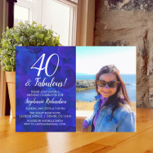40 en Fabulous Royal Blue Photo Birthday Party