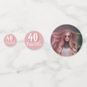 40 en Fabulous Roze Foto 40e Verjaardag Confetti (Achterkanten)