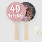 40 en Fabulous Roze Foto 40e Verjaardag Handwaaier (Voorkant en achterkant)