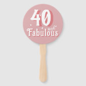 40 en Fabulous Roze Foto 40e Verjaardag Handwaaier (Voorkant)