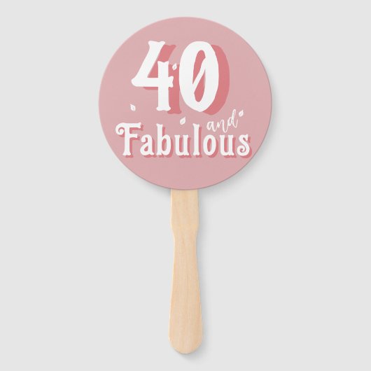 40 en Fabulous Roze Foto 40e Verjaardag Handwaaier (Voorkant)