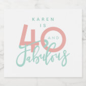 40 en fabulous roze girly verjaardagsfeestje likeurfles etiket (Enkel label)