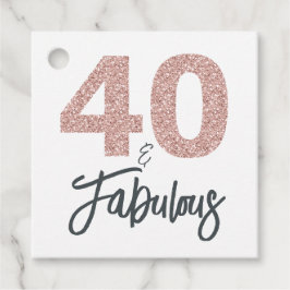 40 en Fabulous Roze Glitter Verjaardagsfeestje Bedankjes Labels