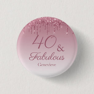40 en Fabulous Roze Goud Roze Druipende Glitters Ronde Button 3,2 Cm