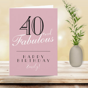 40 en Fabulous Roze Typografie 40ste Verjaardag Kaart