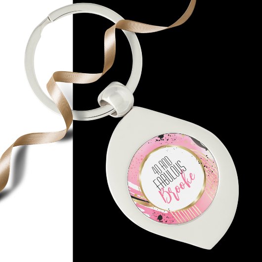 40 en Fabulous Roze Zwart Elegant Sophisticated Sleutelhanger