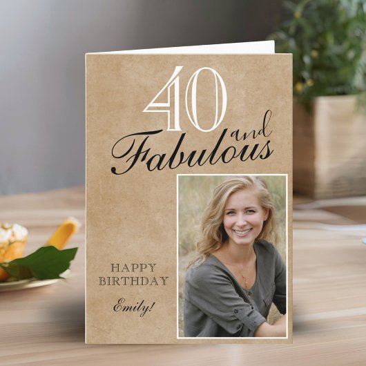 40 en Fabulous Rustic Elegant Birthday Foto Kaart