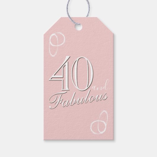 40 en Fabulous Script Blush Pink 40th Verjaardag Cadeaulabel (Voorkant)