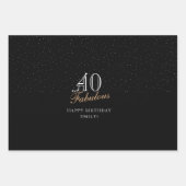 40 en Fabulous Script Modern Zwart 40ste verjaarda Inpakpapier Vel (Voorkant)