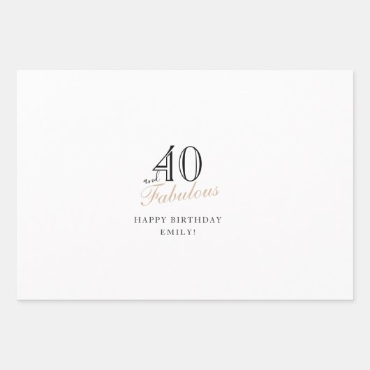 40 en Fabulous Script Moderne Vrouw 40e Verjaardag Inpakpapier Vel (Voorkant)