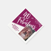 40 en Fabulous Script Photo Magenta 40th Birthday Servet (Hoek)