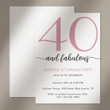 40 en Fabulous Script Roze 40ste Verjaardagsfeestj