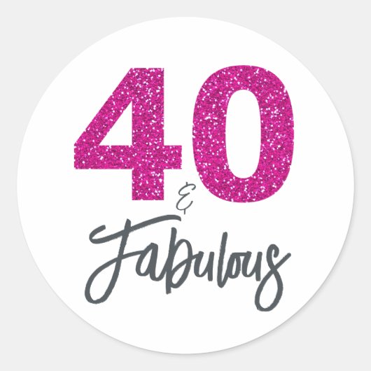 40 en Fabulous | Typografie 40e verjaardag Ronde Sticker (Voorkant)