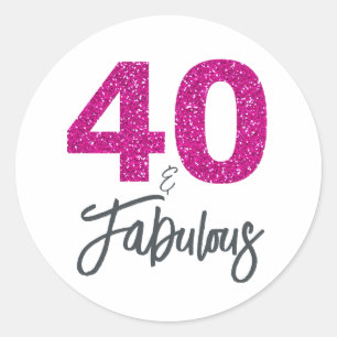 40 en Fabulous Typografie 40e verjaardag Ronde Sticker