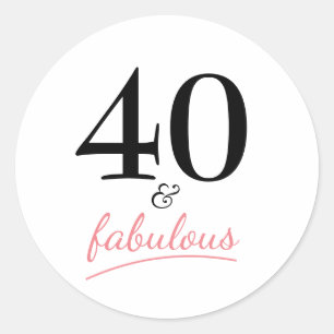 40 en Fabulous   Typografie 40e verjaardag Ronde Sticker