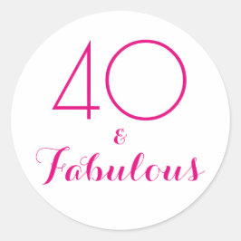 40 en Fabulous | Typografie 40e verjaardag Ronde Sticker