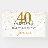40 en Fabulous Verjaardag Elegant Goud en Zwart Spandoek (Horizontaal)