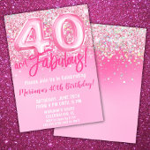40 en Fabulous Verjaardag Roze Glitter Kaart