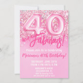 40 en Fabulous Verjaardag Roze Glitter Kaart (Voorkant)