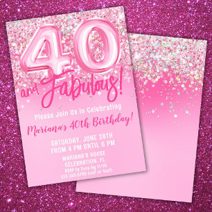 40 en Fabulous Verjaardag Roze Glitters Kaart