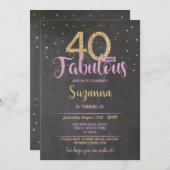 40 en Fabulous Verjaardagsfeest 40e Roze Goud Kaart (Voorkant / Achterkant)