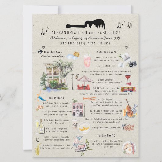 40 en Fabulous | Verjaardagsroute New Orleans Kaart (Voorkant)