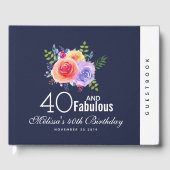 40 en Fabulous - Waterverf Floral Birthday Gastenboek (Voorkant)
