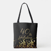 40 en Fabulous Zwart en Goud Verjaardag Tote Bag (Achterkant)