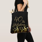 40 en Fabulous Zwart en Goud Verjaardag Tote Bag (Dichtbij)
