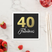 40 en Fabulous Zwart en Gouden Verjaardagsfeestje Servet (Insitu)