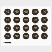 40 en fabulous zwart goud glitters fonkelen ronde sticker (Vel)