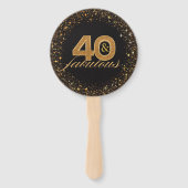 40 en fabulous zwart goud glitters schittert chiqu handwaaier (Voorkant)