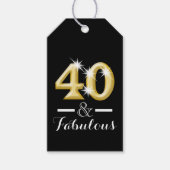 40 en fabulous zwart goud verjaardag cadeaulabel (Voorkant)