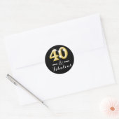 40 en fabulous zwart goud verjaardag ronde sticker (Envelop)