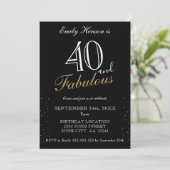 40 en Fabulous Zwarte Elegante Script Verjaardag Kaart (Staand voorkant)